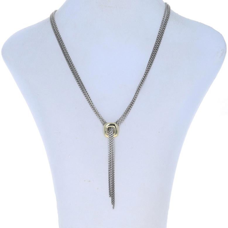 David Yurman Quadratische Kissen-Lariat-Halskette mit Quaste und Quaste 15 3/4