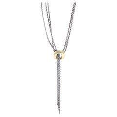 David Yurman Quadratische Kissen-Lariat-Halskette mit Quaste und Quaste 15 3/4" - 925 Gelbgold 18k