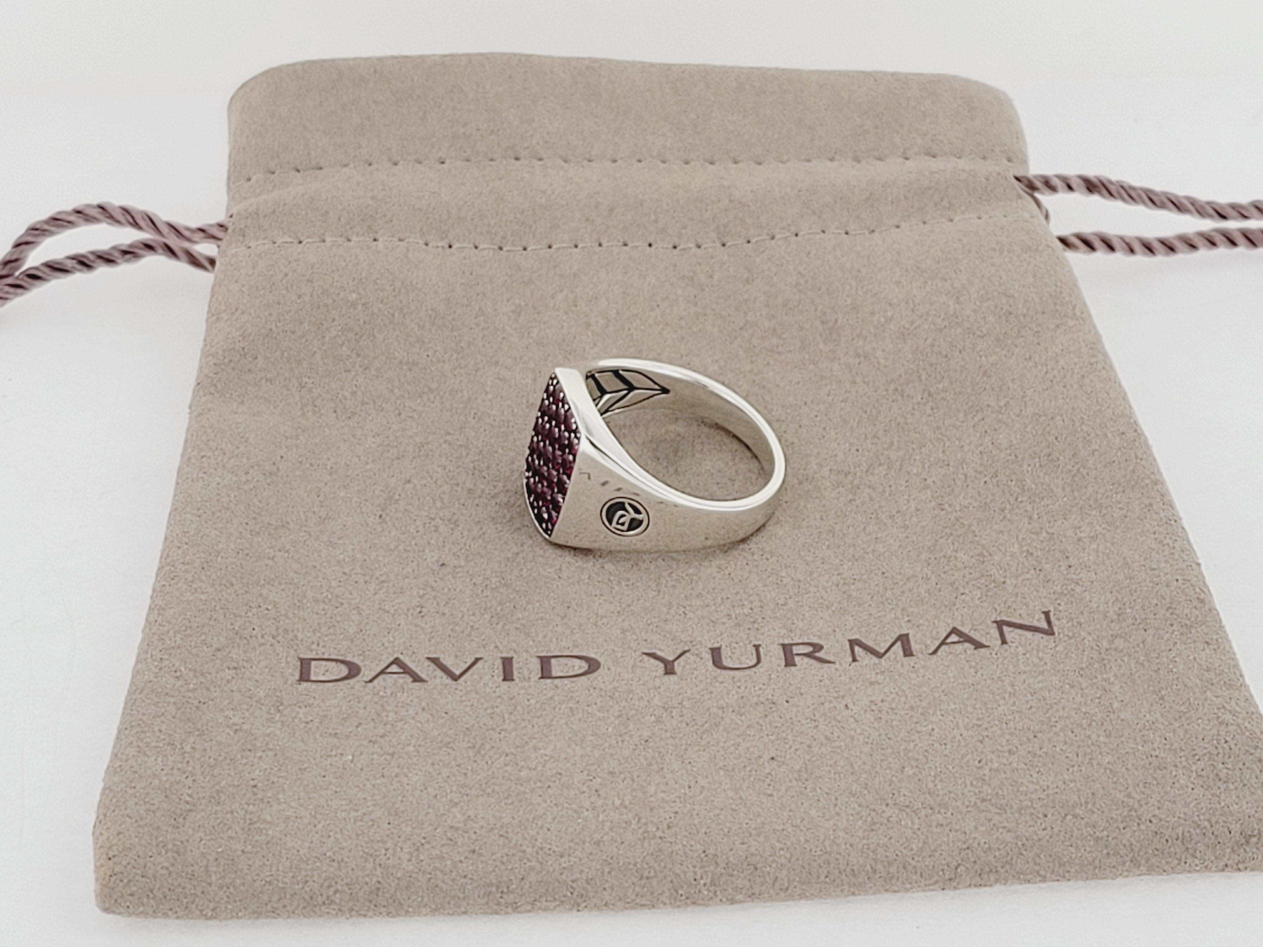 Men's David  Yurman  SS Men  Sign Pink SAPPHIRES Ring Size 9 For Sale