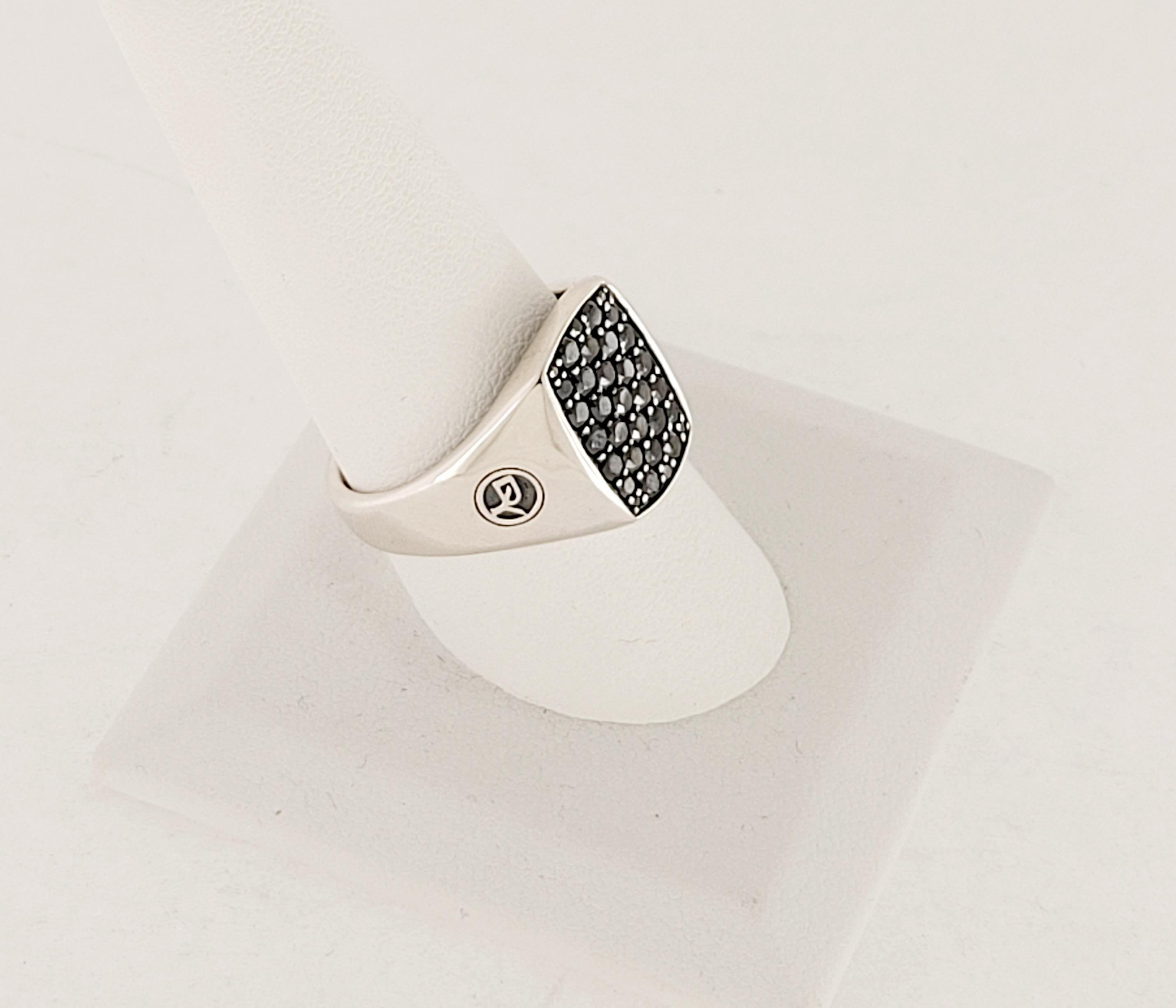 Taille ronde DAVID YURMAN SS SIGN BLACK SAPPHIRES RING Taille 10 en vente