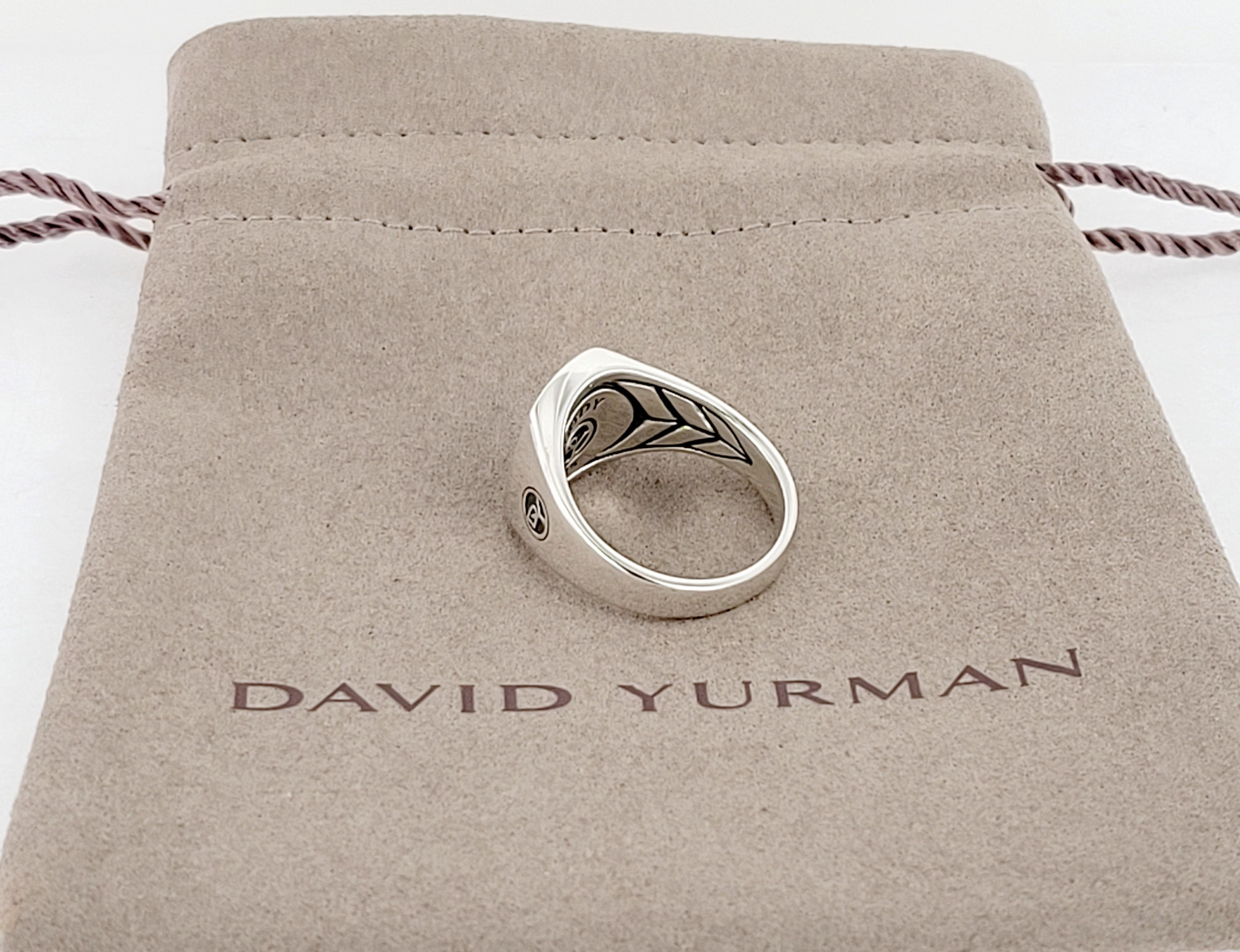 DAVID YURMAN SS MENS SIGN PINK SAPPHIRES ring  size  8 In New Condition In New York, NY