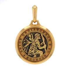 David Yurman St. Christopherus-Amulet-Herrenanhänger Gelbgold 18k Katholisches Glauben