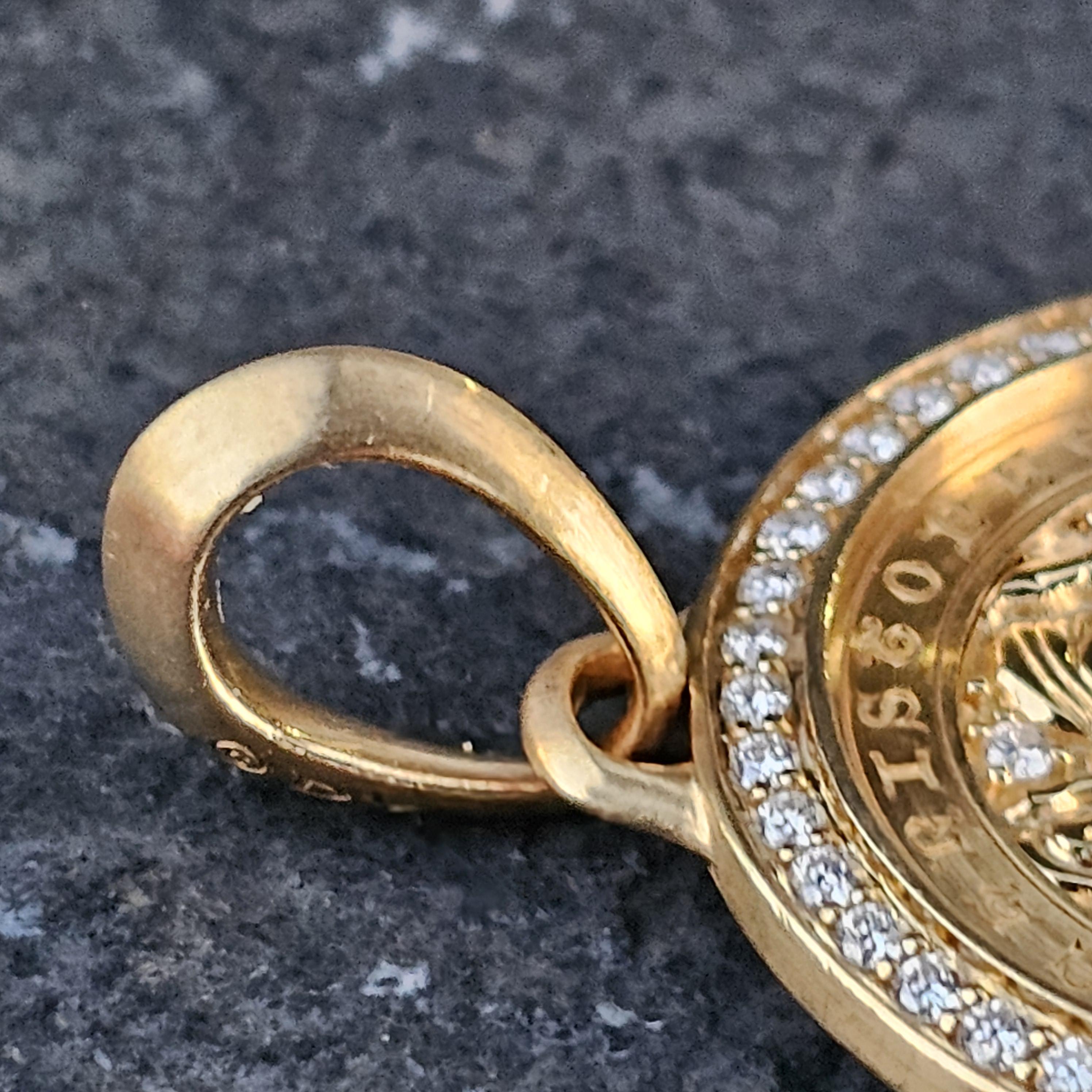 David Yurman St. Christopher Amulet Pendant 18k Yellow Gold .56ct Diamonds 5995 For Sale 1