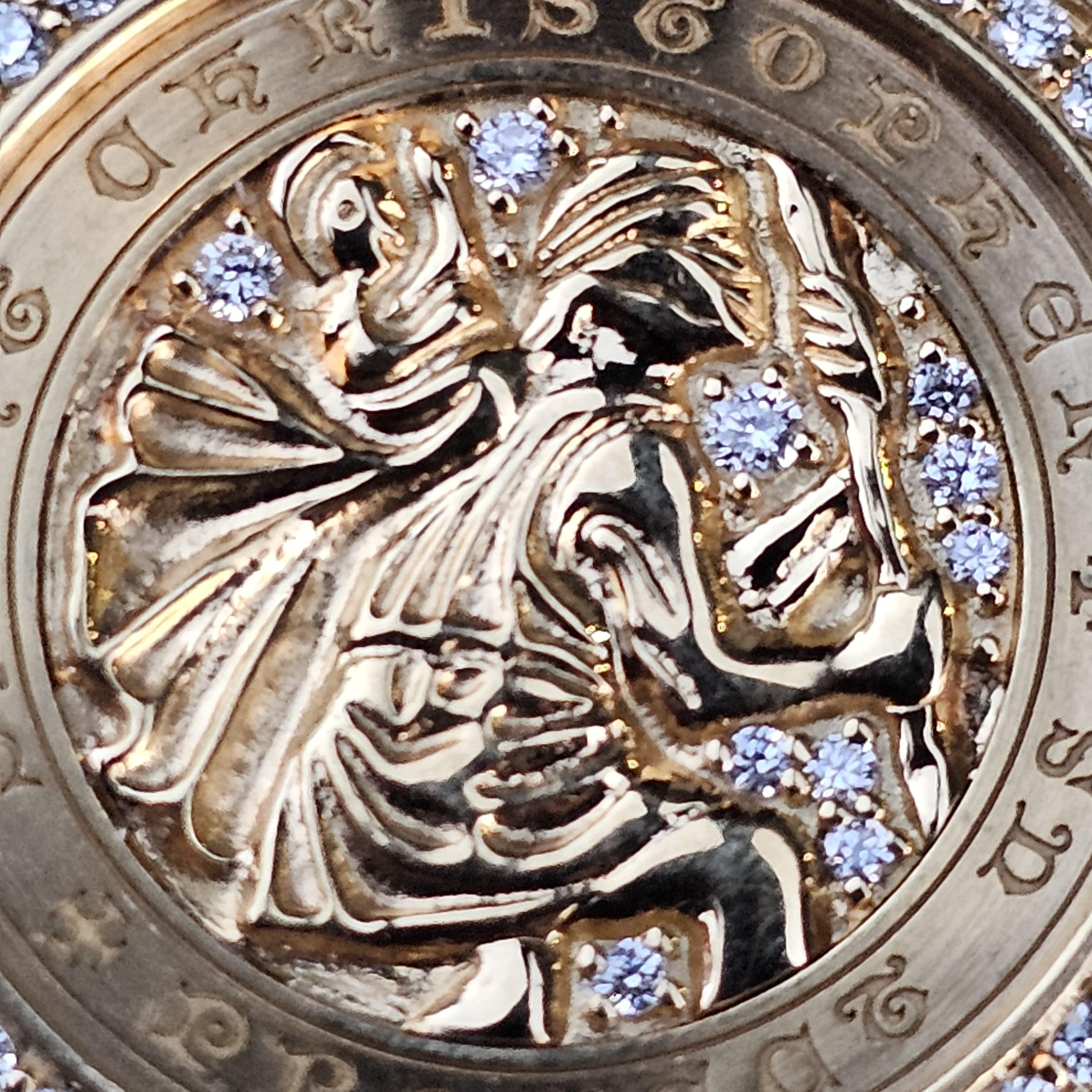 David Yurman St. Christopher Amulet Pendant 18k Yellow Gold .56ct Diamonds 5995 For Sale 2