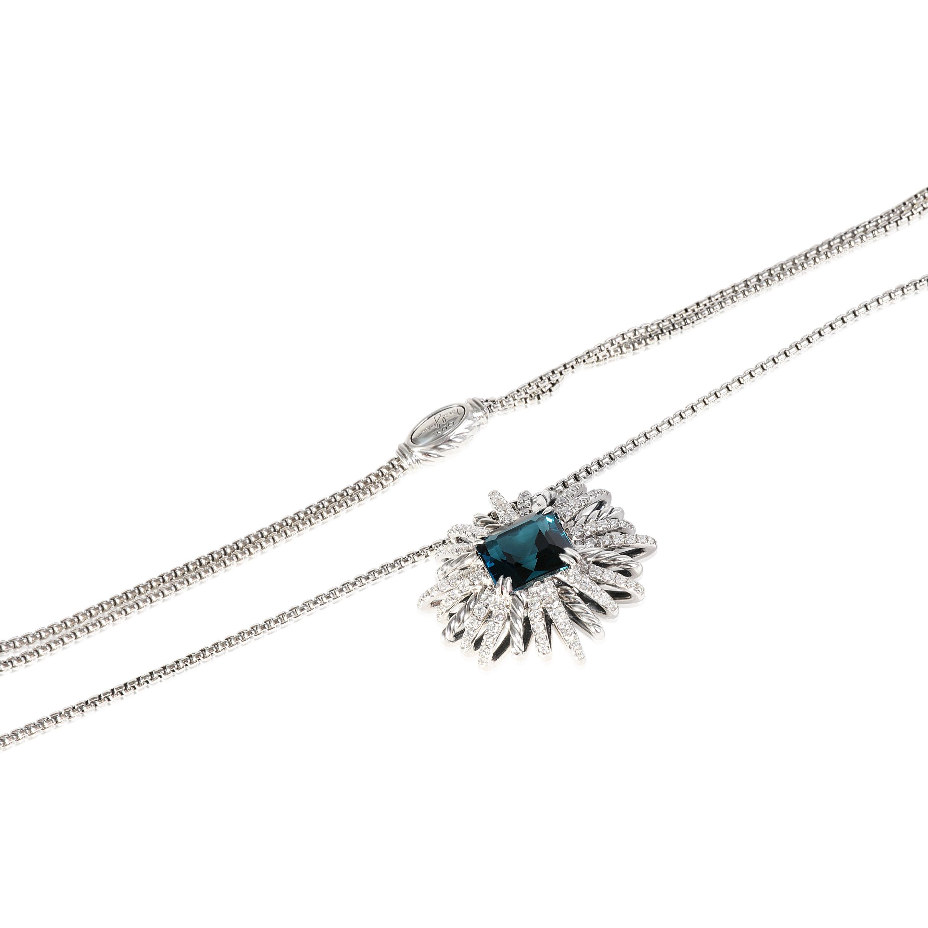 David Yurman Starburst Blauer Topas Diamant-Halskette aus Sterlingsilber Damen