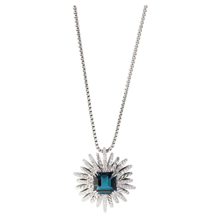 Swiss Blue Topaz Pendant Necklace with Unique Blue Butterfly Style For