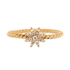 David Yurman Starburst Cable Ring 18k Yellow Gold with Diamonds Petite