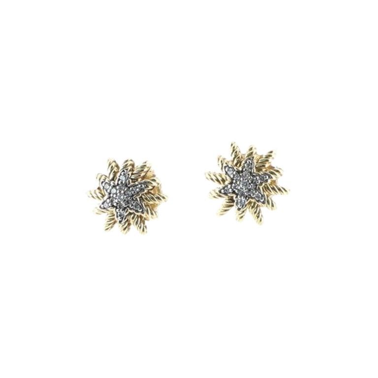 David Yurman Starburst Earrings 18K Yellow Gold with Diamonds Petite