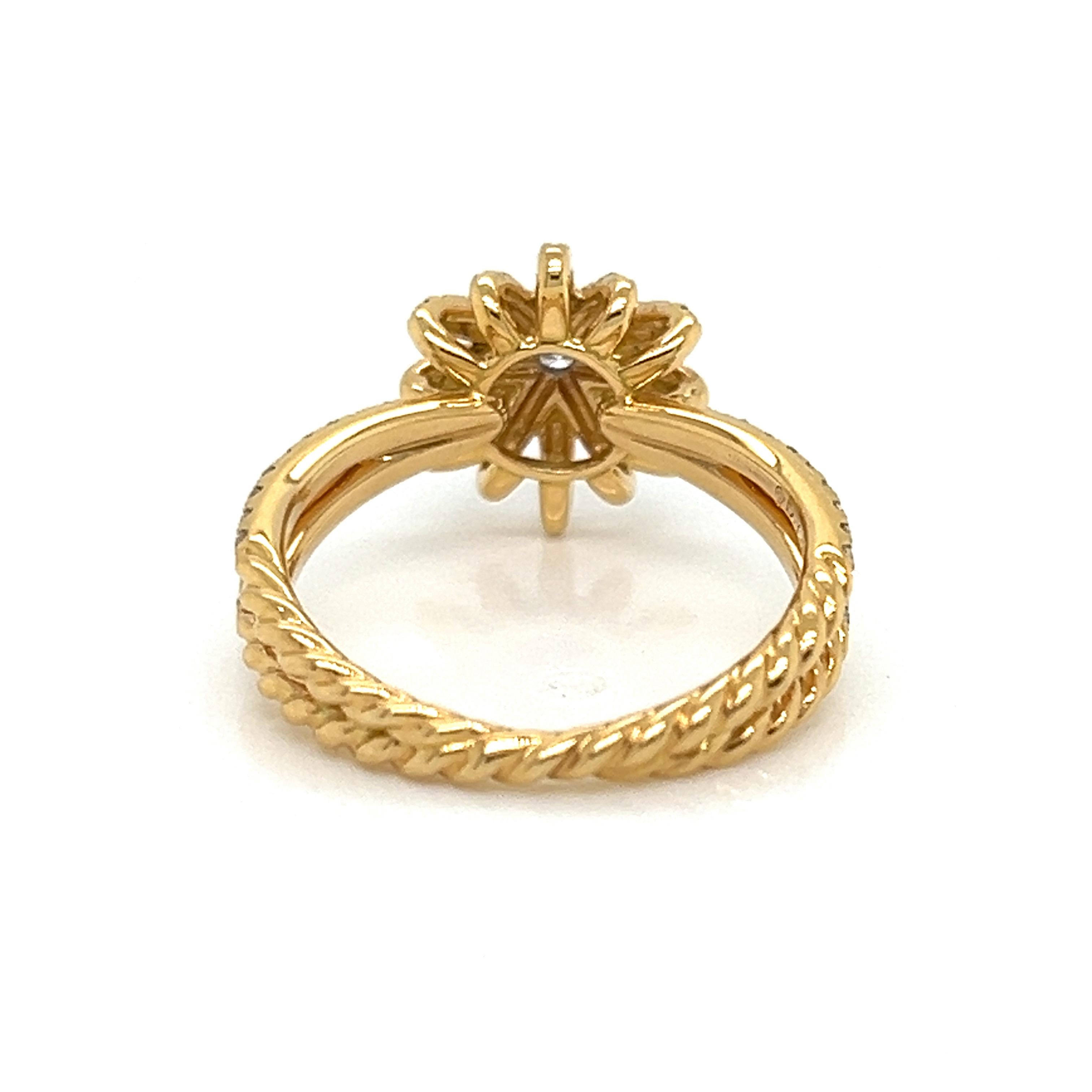 Modern David Yurman Starburst Pave Set Diamond 18k Yellow Gold Ring - Size 6