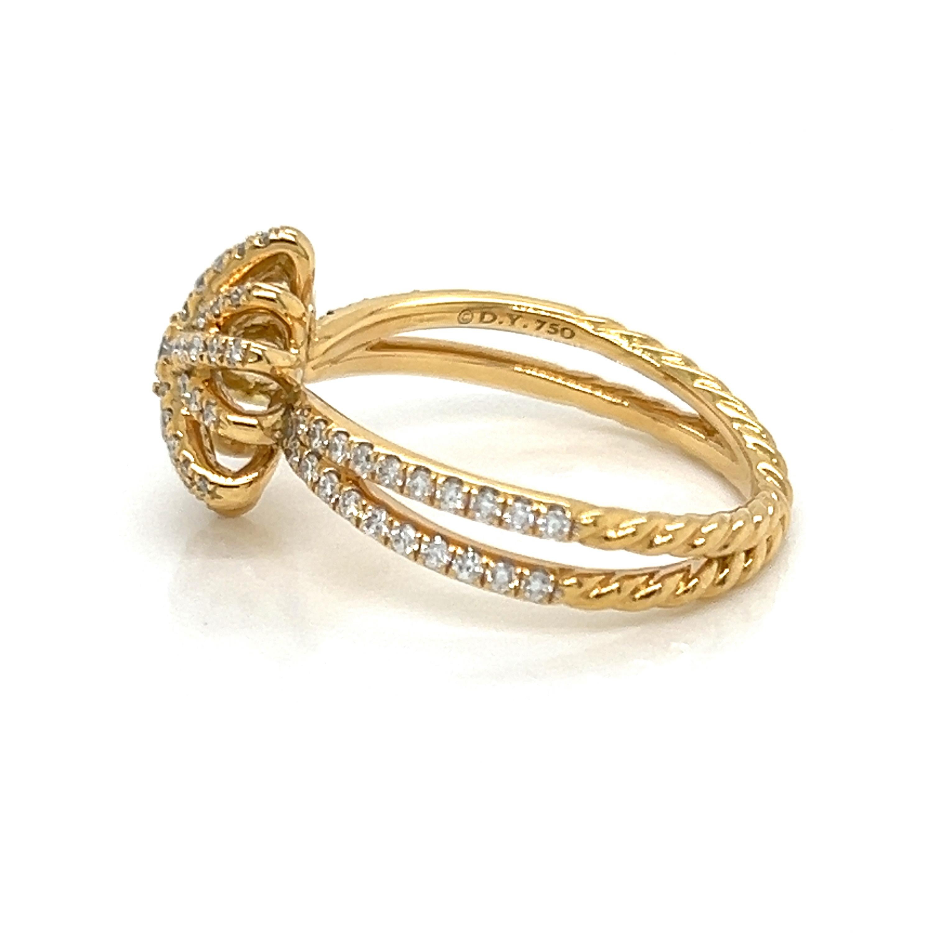 Brilliant Cut David Yurman Starburst Pave Set Diamond 18k Yellow Gold Ring - Size 6