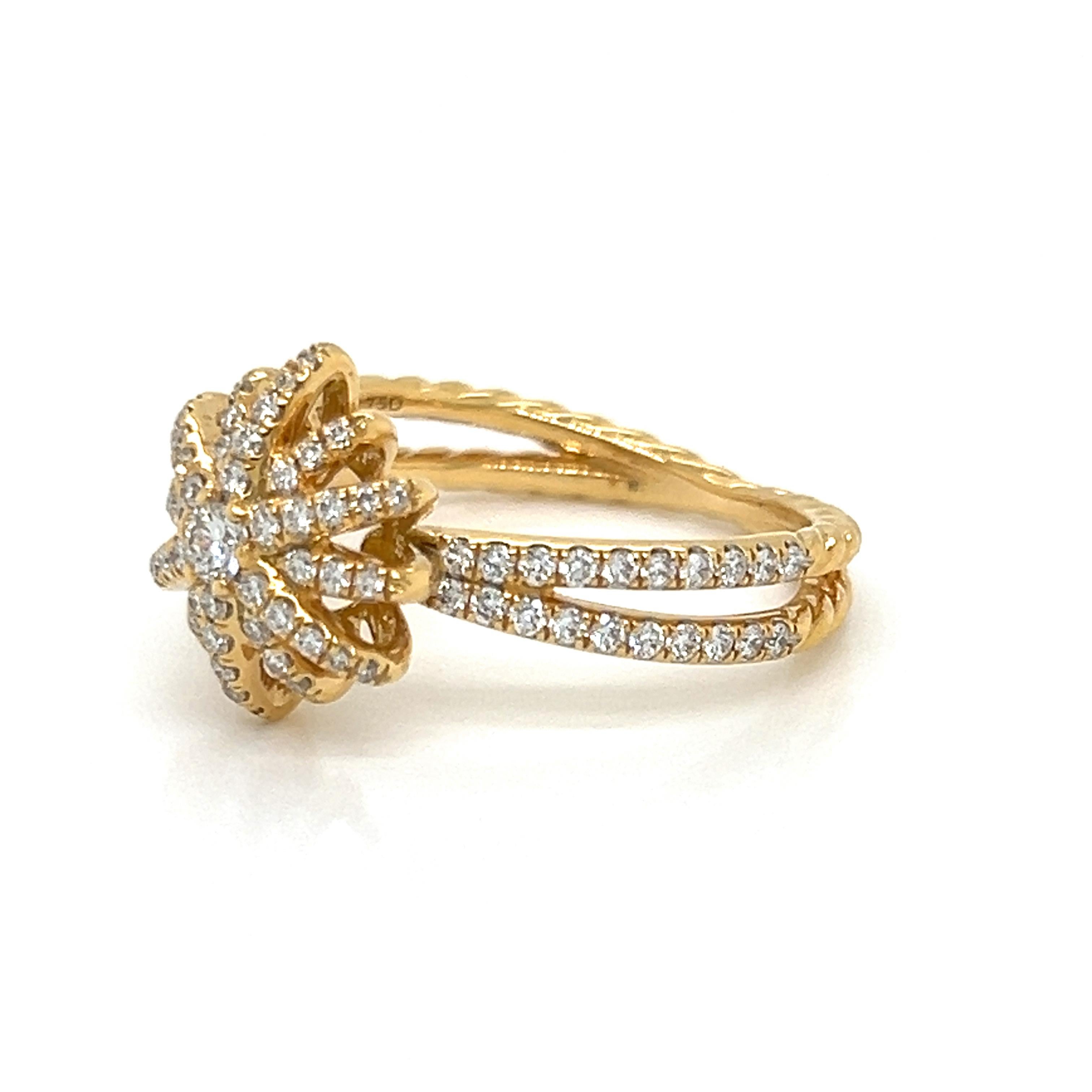 Women's David Yurman Starburst Pave Set Diamond 18k Yellow Gold Ring - Size 6