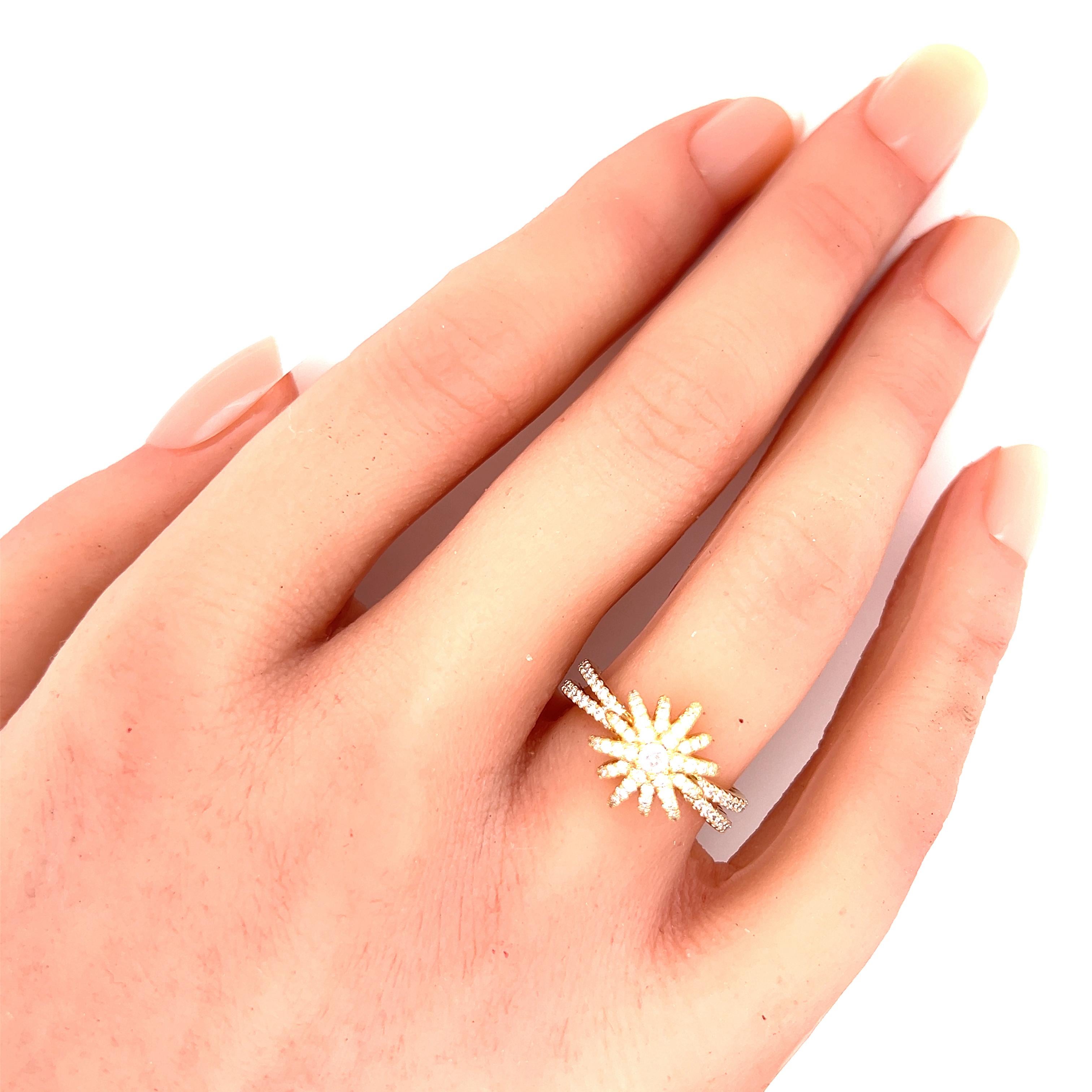 David Yurman Starburst Pave Set Diamond 18k Yellow Gold Ring - Size 6 1