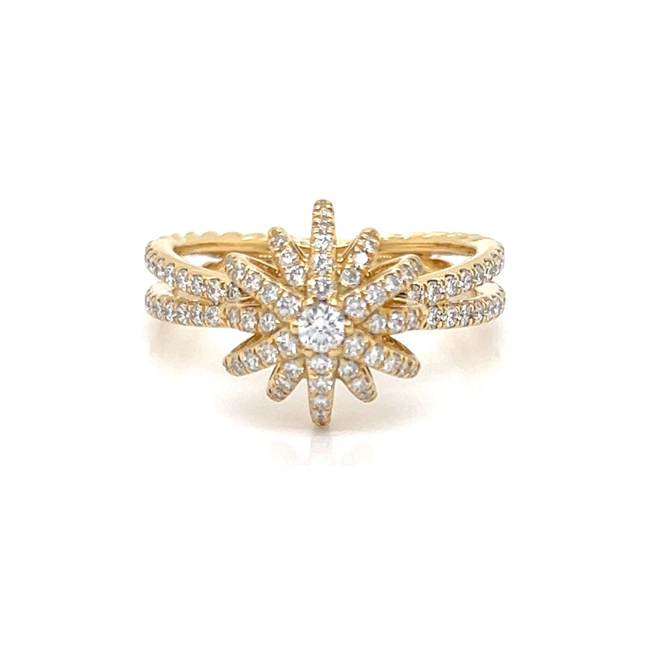 David Yurman Starburst Pave Set Diamond 18k Yellow Gold Ring - Size 6 2