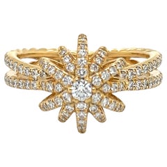 Anillo David Yurman de oro amarillo de 18 quilates con diamantes engastados en forma de estrella - Talla 6