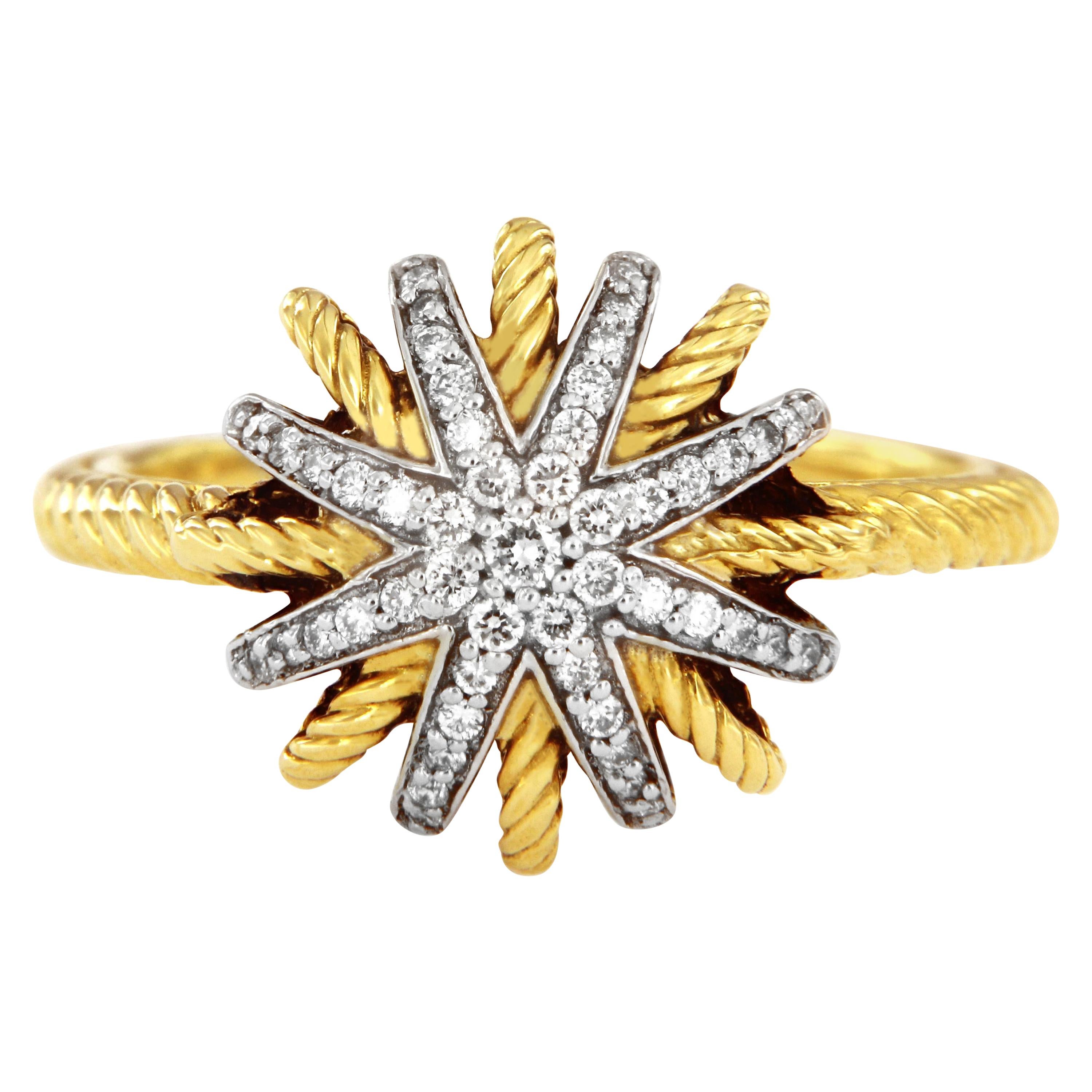 David Yurman Starburst Ring with Diamonds in 18 Karat Gold