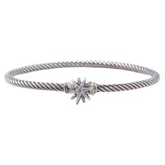 David Yurman Starburst Sterling Silver & Diamond Cable Bangle Bracelet
