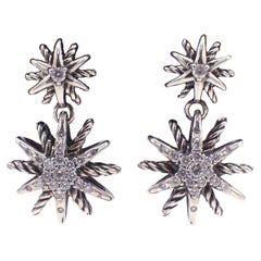 David Yurman Starburst Sterling Silver & Diamond Drop Earrings