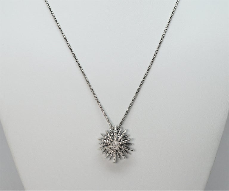 David Yurman Starburst Sterling Silver Diamond Pendant Necklace