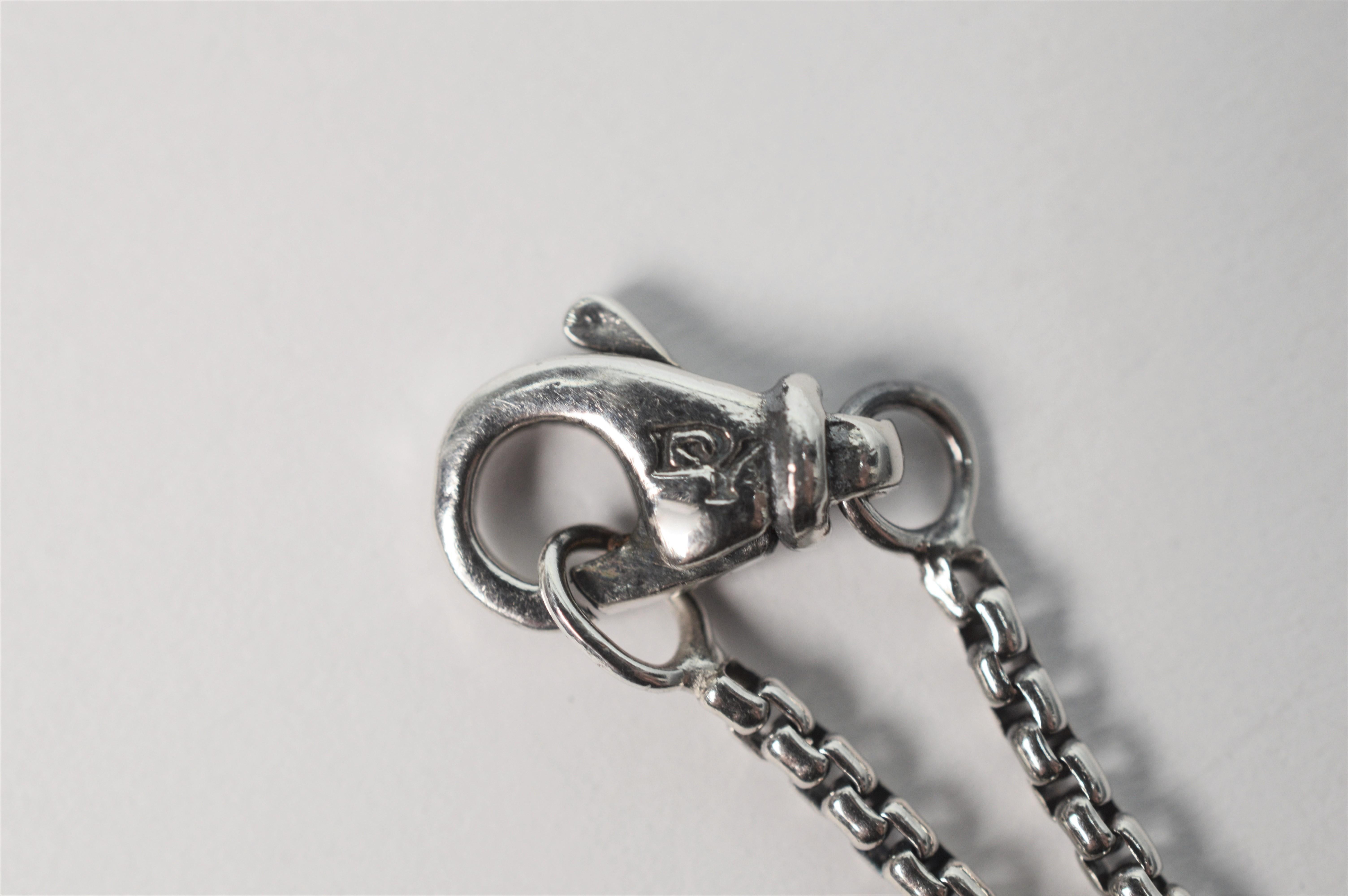 Women's David Yurman Starburst Sterling Silver Diamond Pendant Necklace For Sale