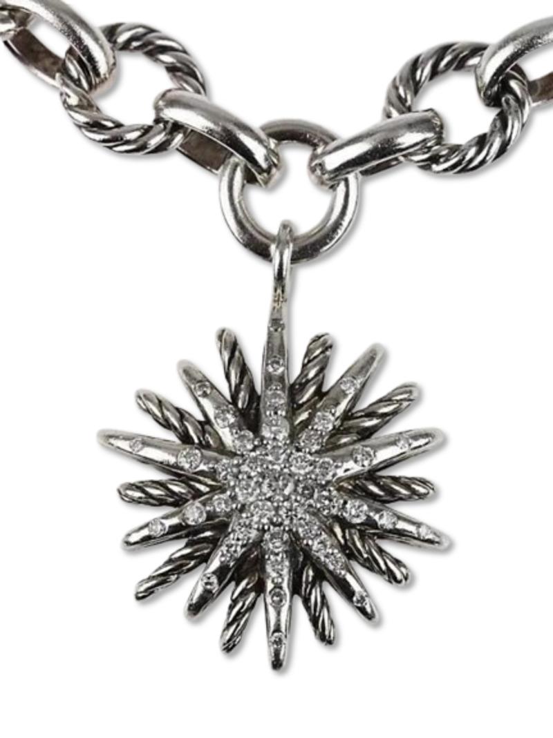 Women's or Men's David Yurman Starburst Sterling Silver one Station Charm Bracelet