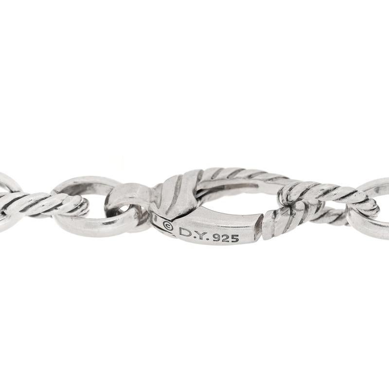 David Yurman Starburst Sterling Silver one Station Charm Bracelet 2