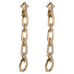 David Yurman Stax Chain Link Convertible Drop Earring in18k Yellow Gold 0.88 CTW