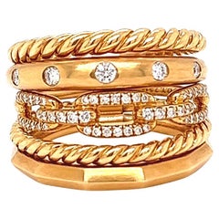 David Yurman Stax Diamond 18 Karat Gold Ring
