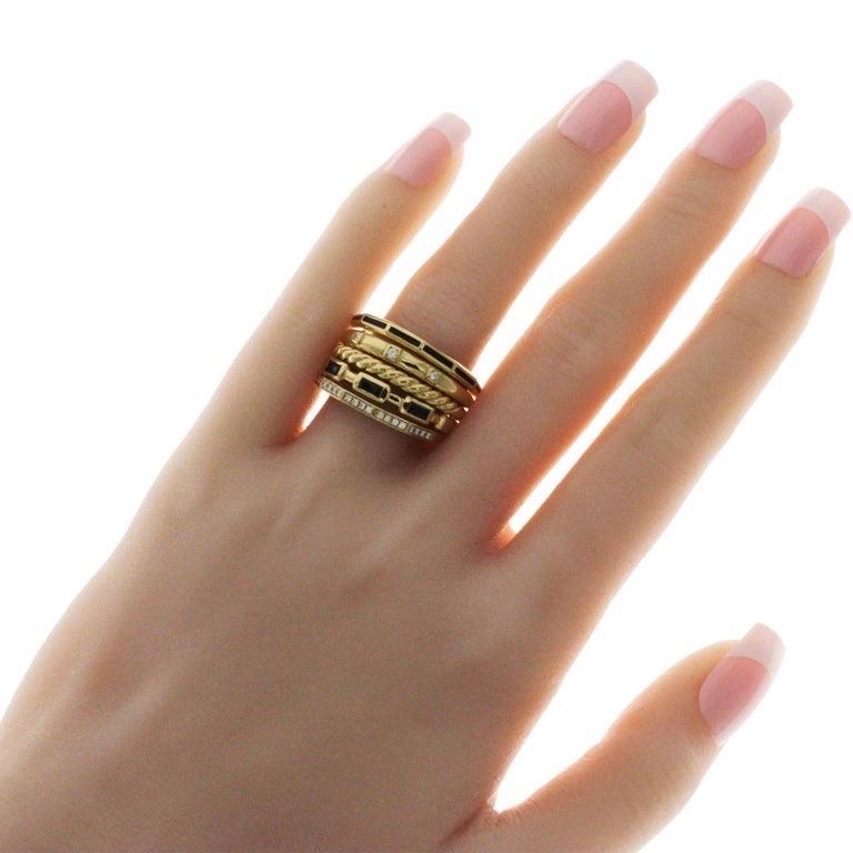 David Yurman Stax Five Row Bague en or jaune 18 carats et diamants Pour femmes en vente