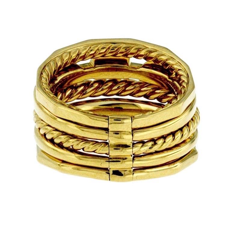 David Yurman Stax Five Row Bague en or jaune 18 carats et diamants en vente 1