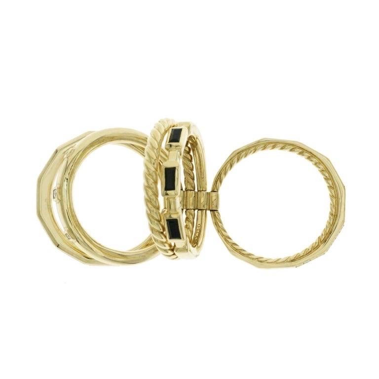 David Yurman Stax Five Row Bague en or jaune 18 carats et diamants en vente 3