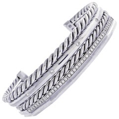 David Yurman Stax Narrow Cuff Bracelet with Diamonds