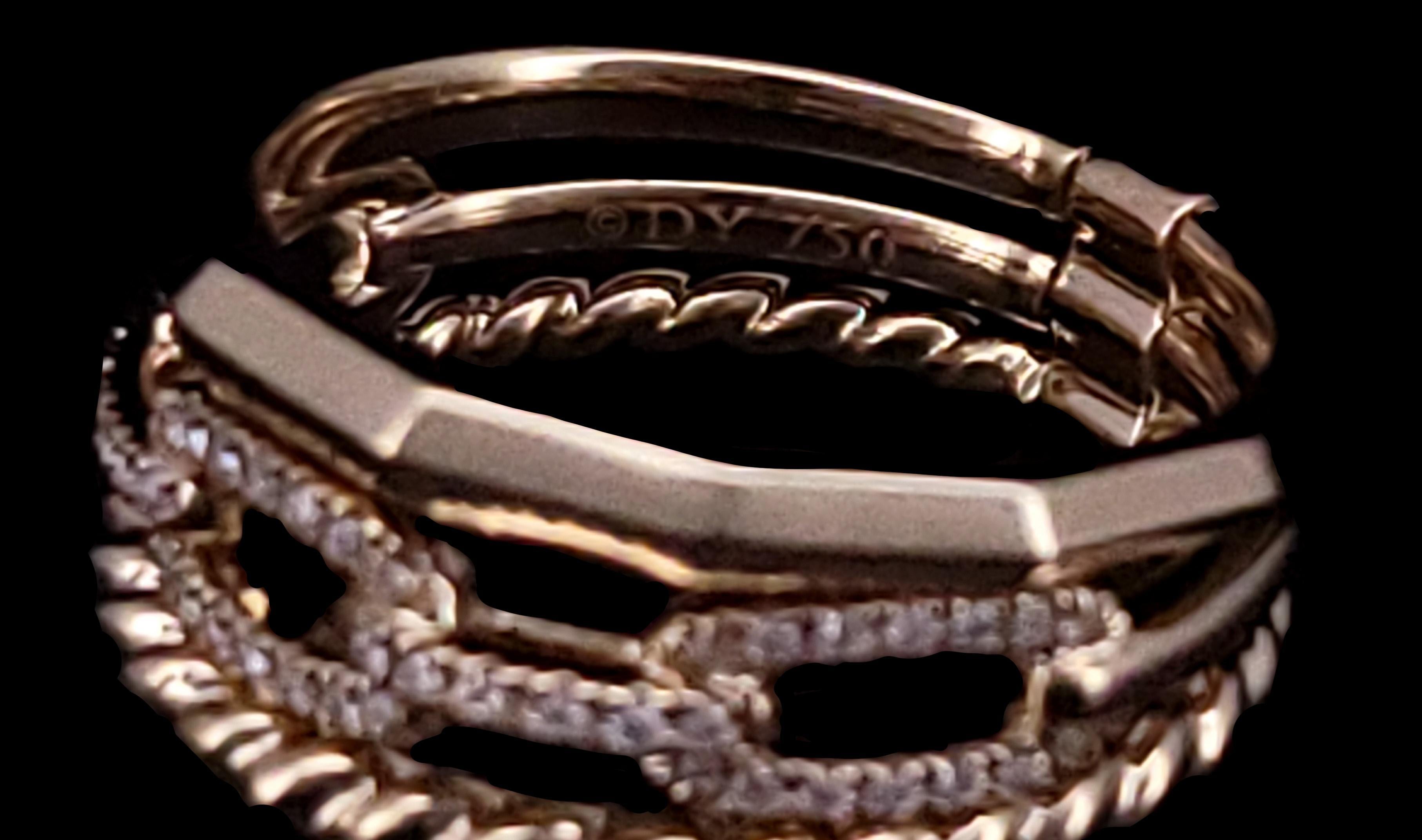 David Yurman Stax Narrow Ring with Diamonds in 18K Gold In New Condition For Sale In New York, NY