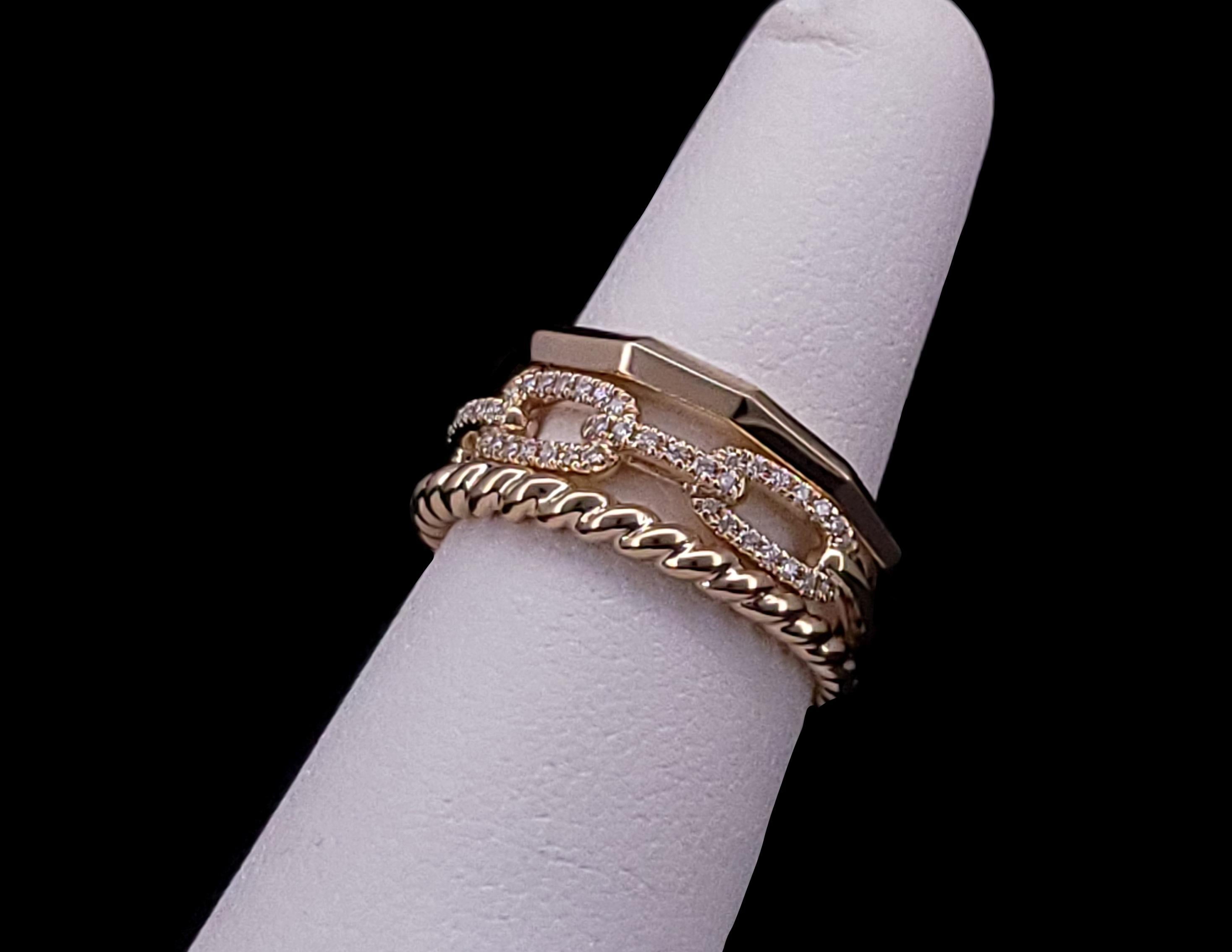 Women's David Yurman Stax Narrow Ring with Diamonds in 18K Gold For Sale