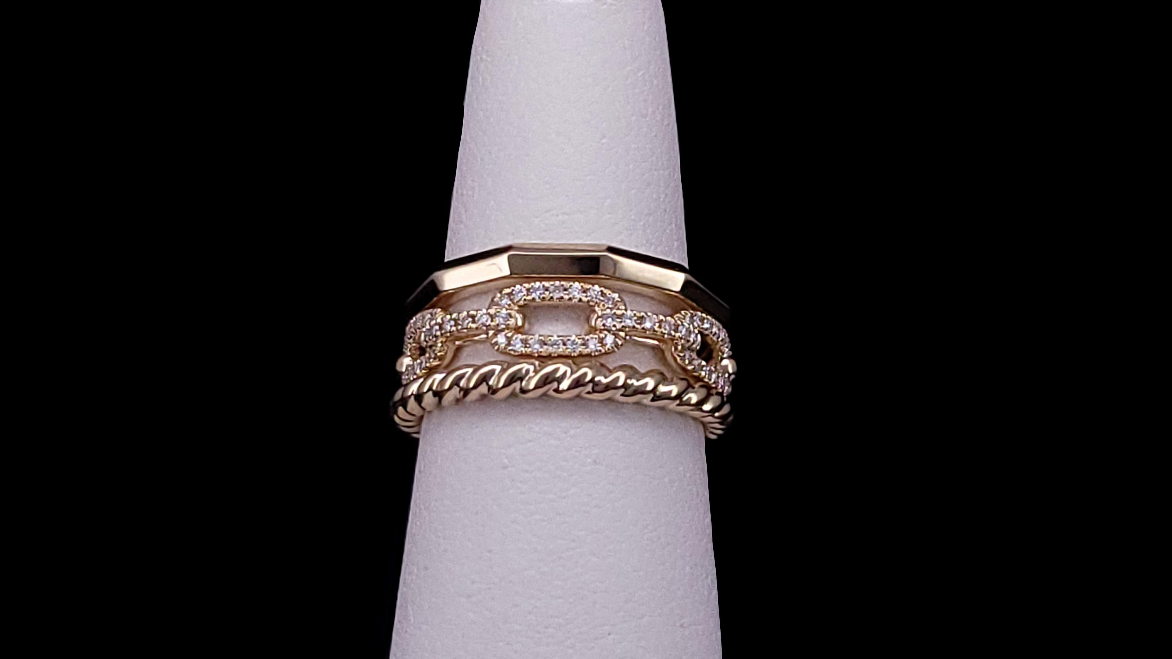 David Yurman Stax Narrow Ring with Diamonds in 18K Gold For Sale 1