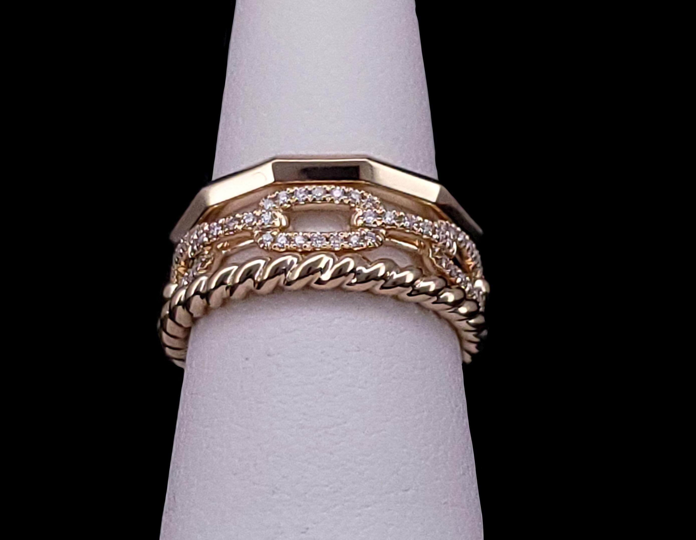 David Yurman Stax Narrow Ring with Diamonds in 18K Gold For Sale 2
