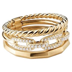 David Yurman Anello Stax stretto con diamanti in oro 18 carati