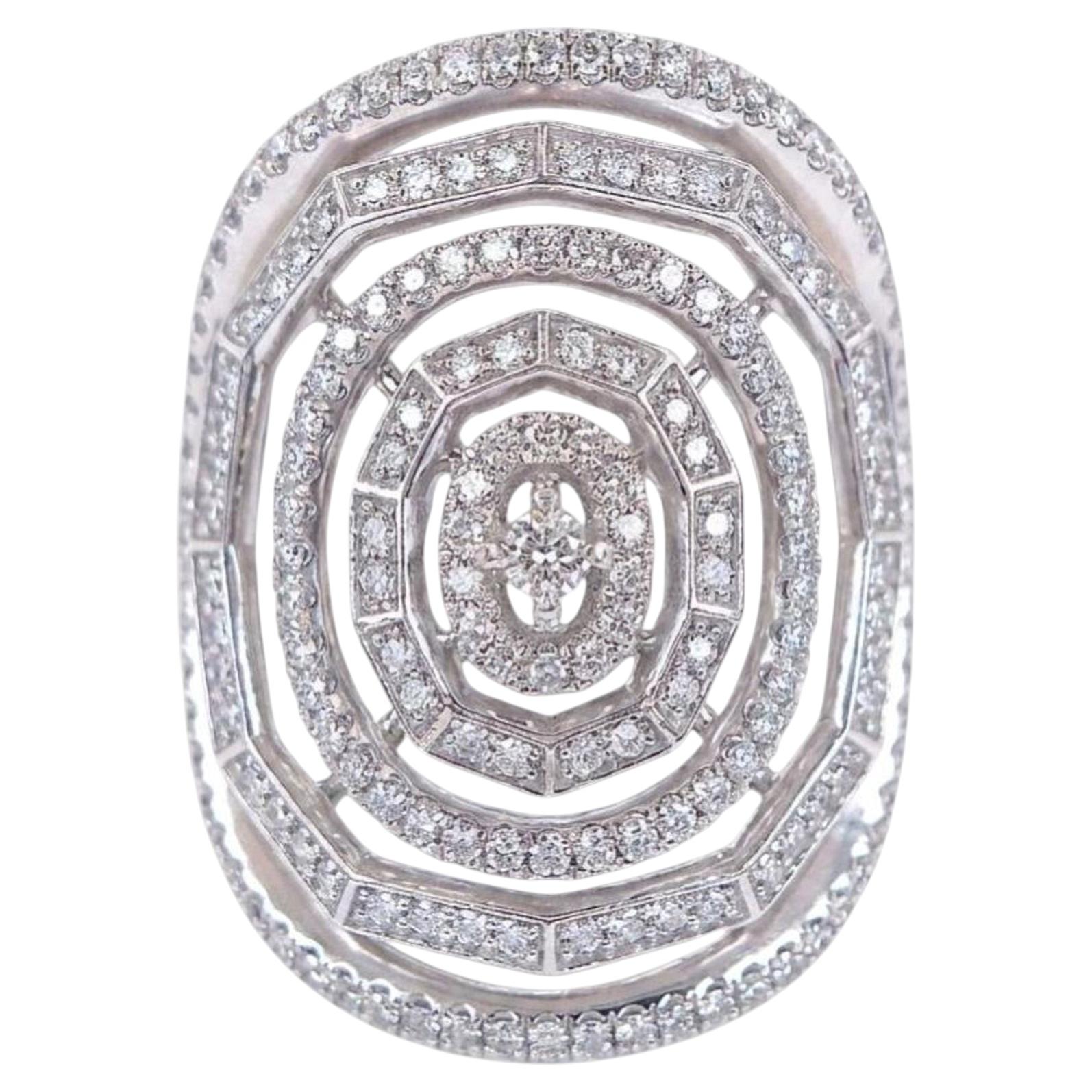 Pre-owned David Yurman Stax Spider Web 18k White Gold Pav� Diamond Cocktail Ring 1.21ct
