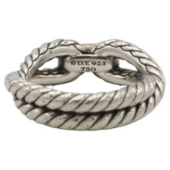 David Yurman Stelring Silver 18 Karat Yellow Gold Cable Twist Loop Band Ring (bague à boucle torsadée)