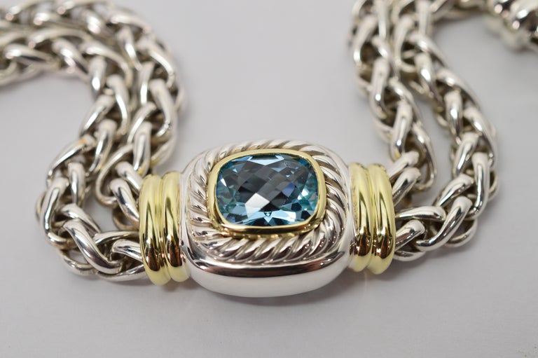 David Yurman Sterling 14 Karat Gold Double Wheat Chain Bracelet with