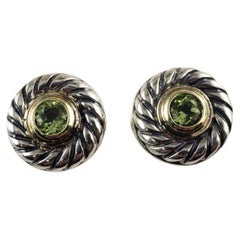 David Yurman Sterling/14 Karat Yellow Gold and Peridot Cookie Stud Earrings