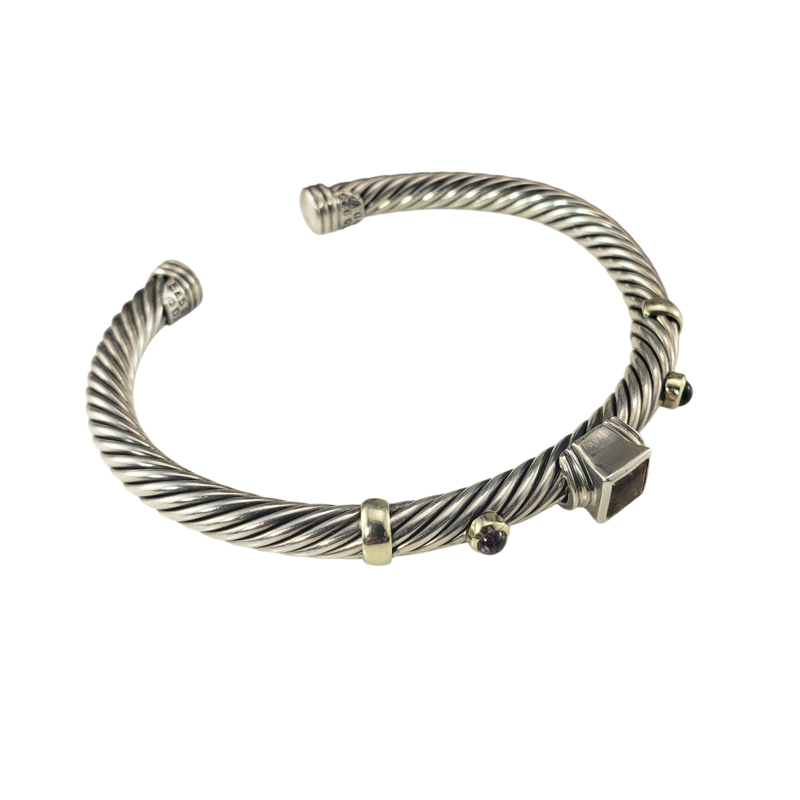 David Yurman Sterling 14K Gold Citrine & Pink Tourmaline Cuff Bracelet #22949 In Good Condition For Sale In Washington Depot, CT