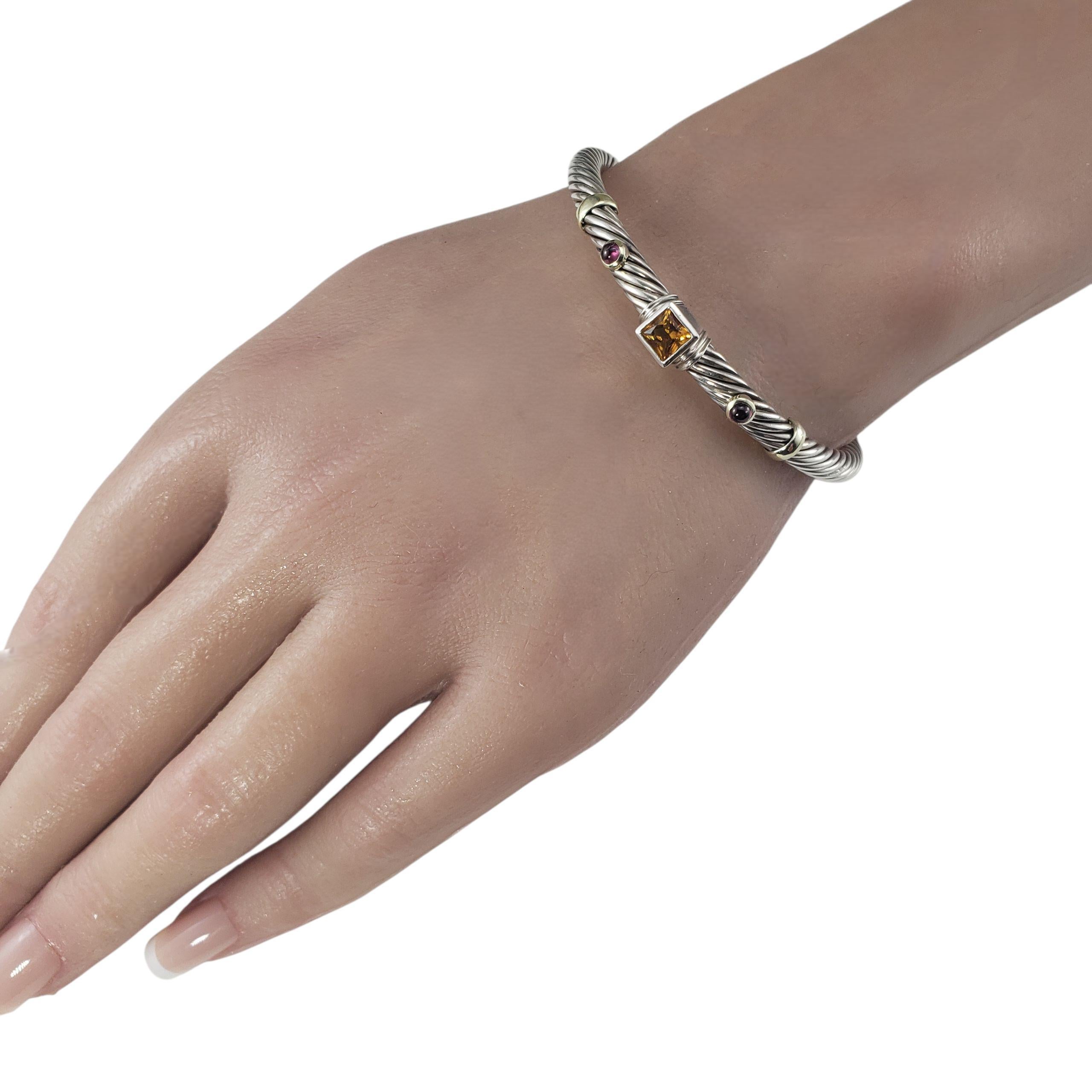 David Yurman Sterling 14K Gold Citrine & Pink Tourmaline Cuff Bracelet #22949 For Sale 2