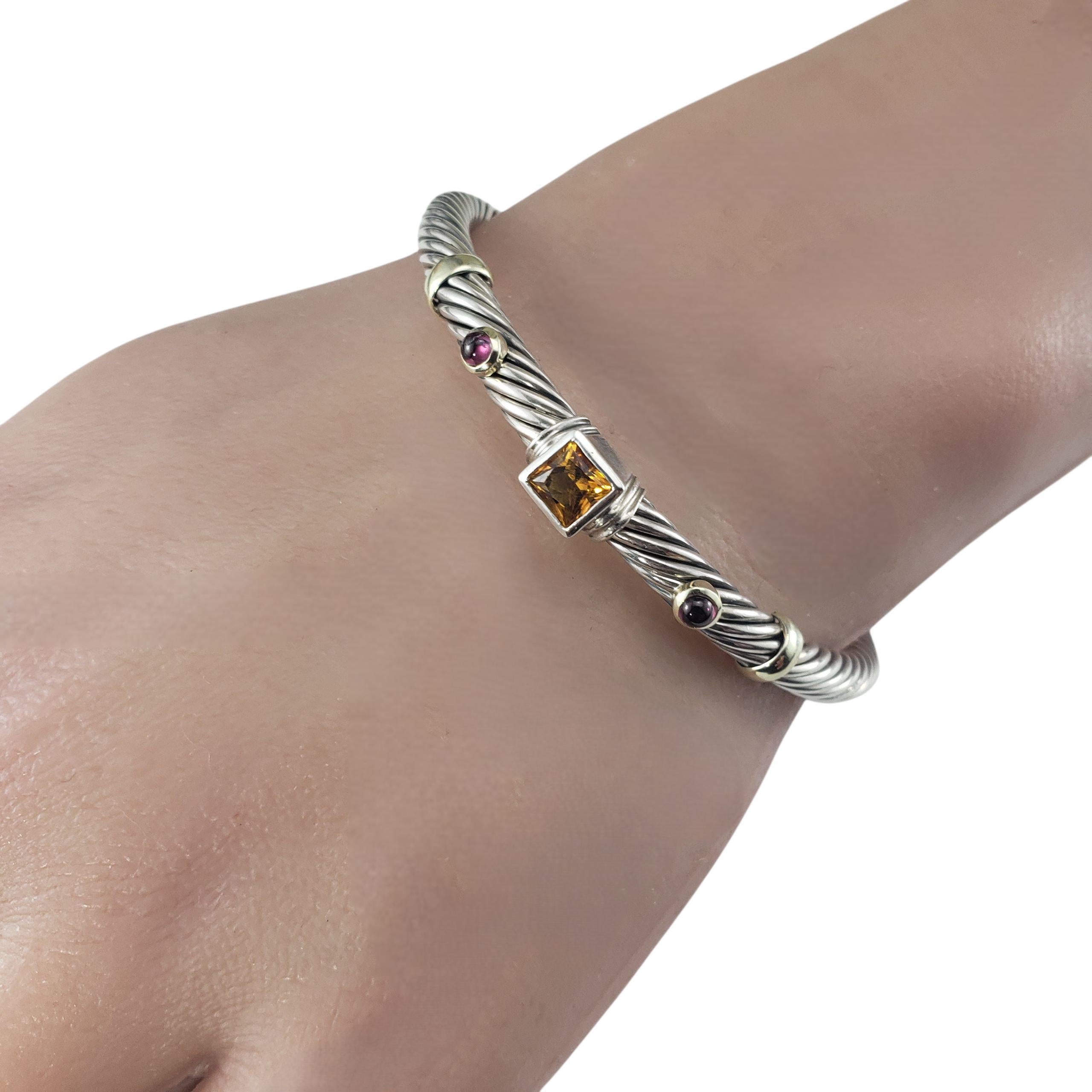 David Yurman Sterling 14K Gold Citrine & Pink Tourmaline Cuff Bracelet #22949 For Sale 3