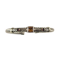 Vintage David Yurman Sterling 14K Gold Citrine & Pink Tourmaline Cuff Bracelet #22949