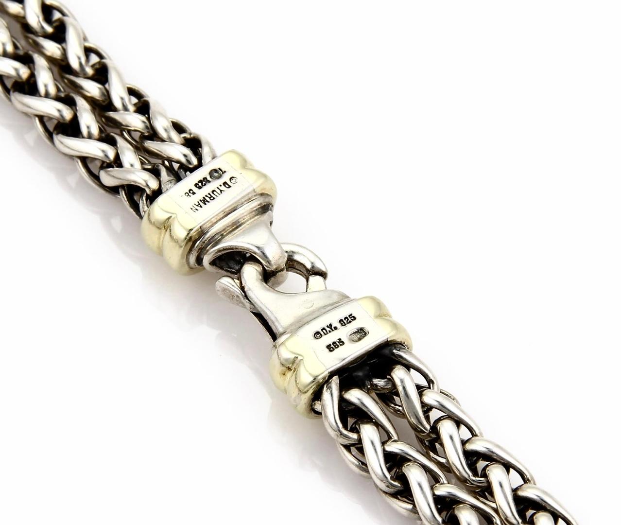 Moderno David Yurman Collana in argento e oro 14k con pietra di giada lavanda in vendita