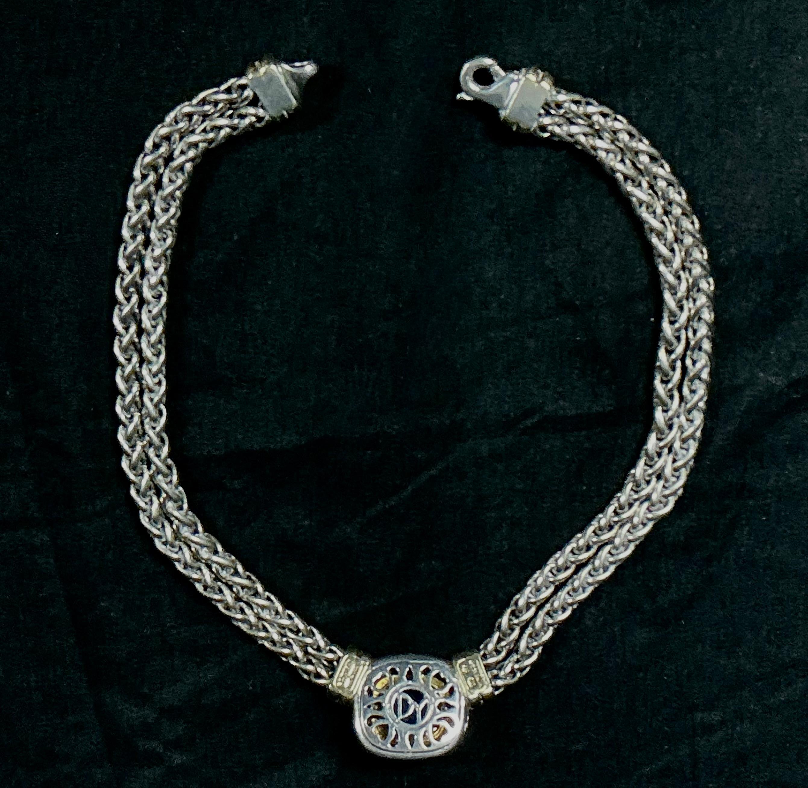 David Yurman Collana in argento e oro 14k con pietra di giada lavanda In condizioni buone in vendita a Bradenton, FL