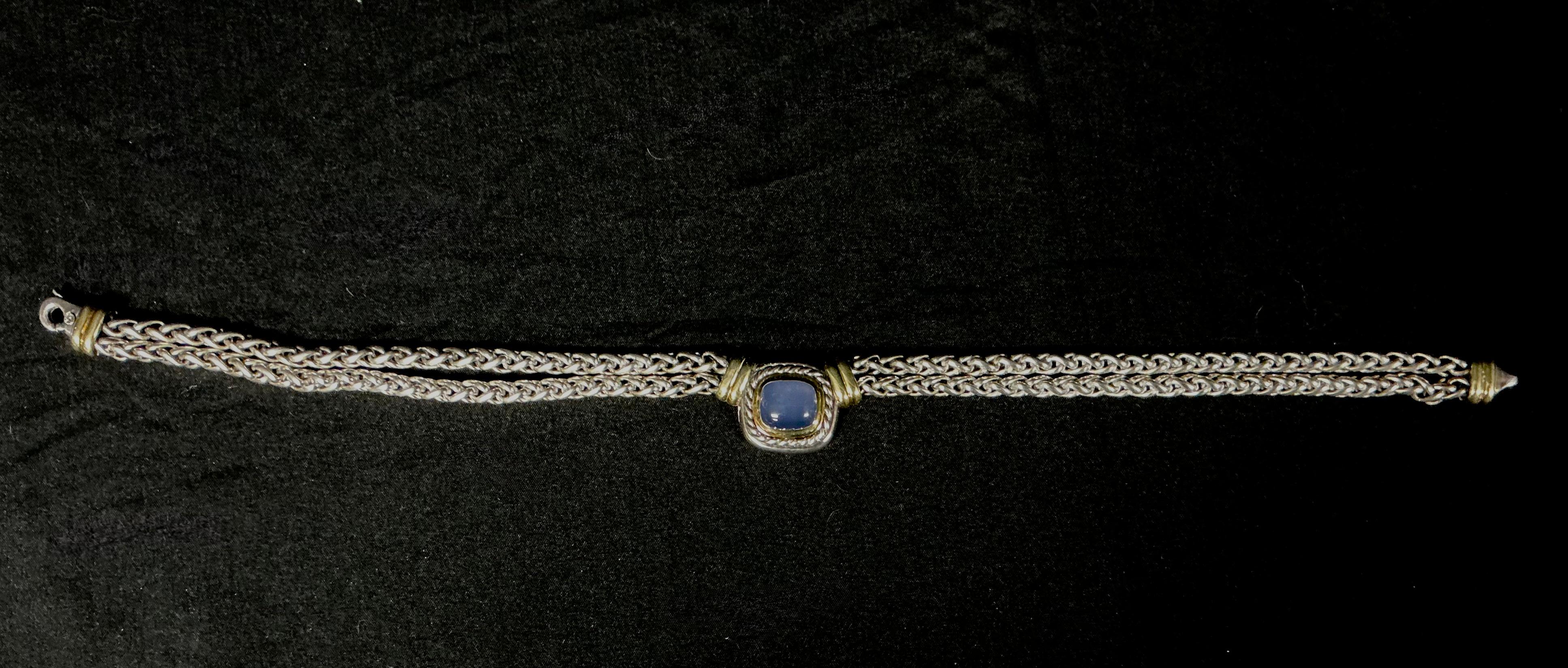 David Yurman Collana in argento e oro 14k con pietra di giada lavanda in vendita 1