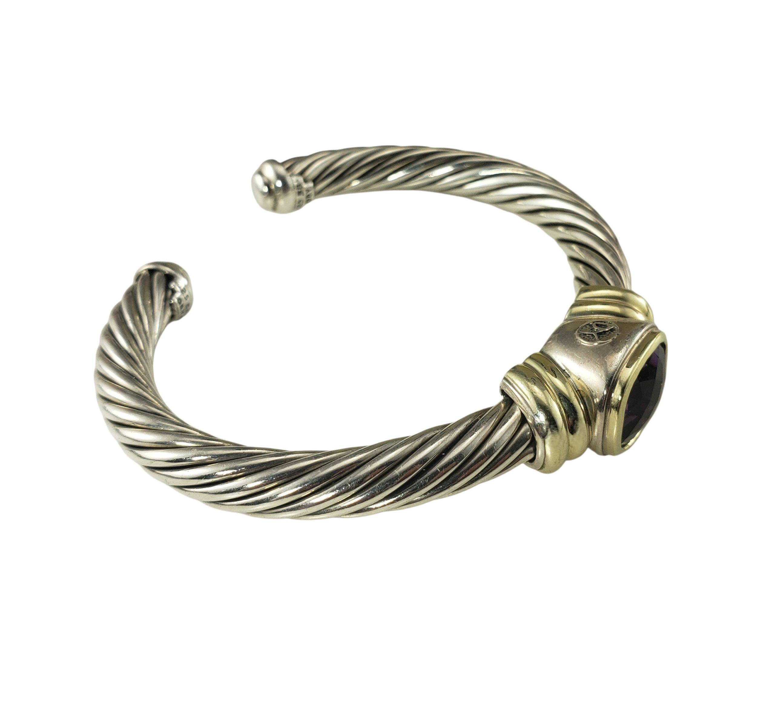 Taglio cuscino David Yurman Bracciale Noblesse in oro giallo 14 carati con ametista #22941 in vendita