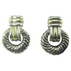David Yurman Sterling 14K Yellow Gold Doorknocker Thoroughbred Earrings #19636