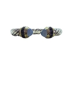 David Yurman Sterling 14K Yellow Gold Renaissance Cable Cuff Bracelet #24109